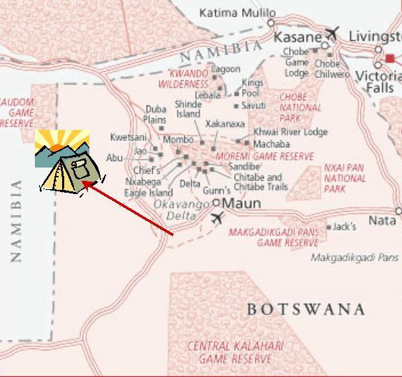 botswana map to Tsodilo 