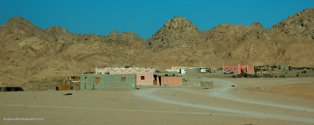 buildings scattered in the desert