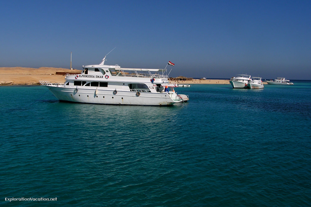 boat anchored off Giftun Island