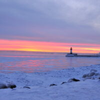 Duluth harbor light at dawn