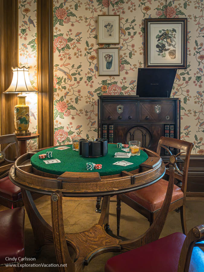 A poker table in the Gentleman&rsquo;s Lounge at Filoli House.