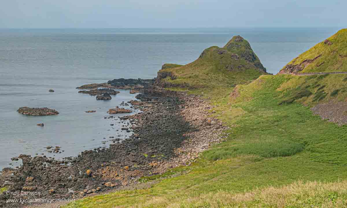 photo of coastline with Humphry the camel formation as you enter the Giant's Causeway UNESCO World Heritage site in Northern Ireland © Cindy Carlsson - ExplorationVacation.net
