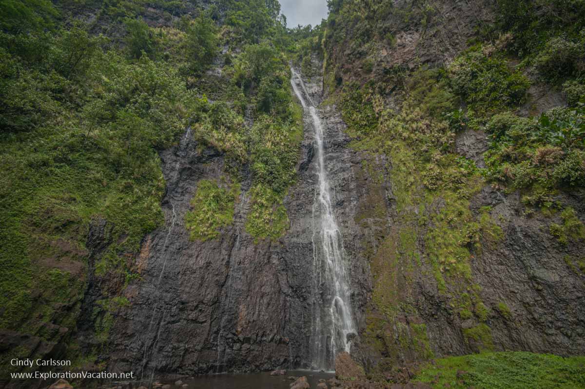 2009 photo of Vaimahutu Falls at the Fa'aruma'i waterfalls on Tahiti in French Polynesia &copy; Cindy Carlsson at ExplorationVacation.net