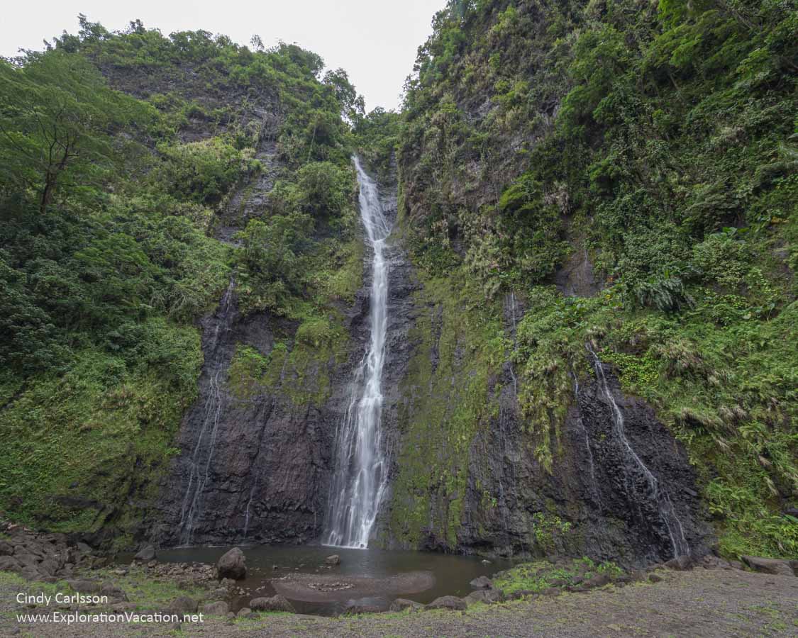 photo of Vaimahutu Falls at the Fa'aruma'i waterfalls on Tahiti in French Polynesia &copy; Cindy Carlsson at ExplorationVacation