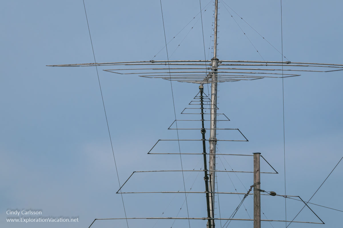 Looking up at a shortwave antenna at Grimeton Radio Station