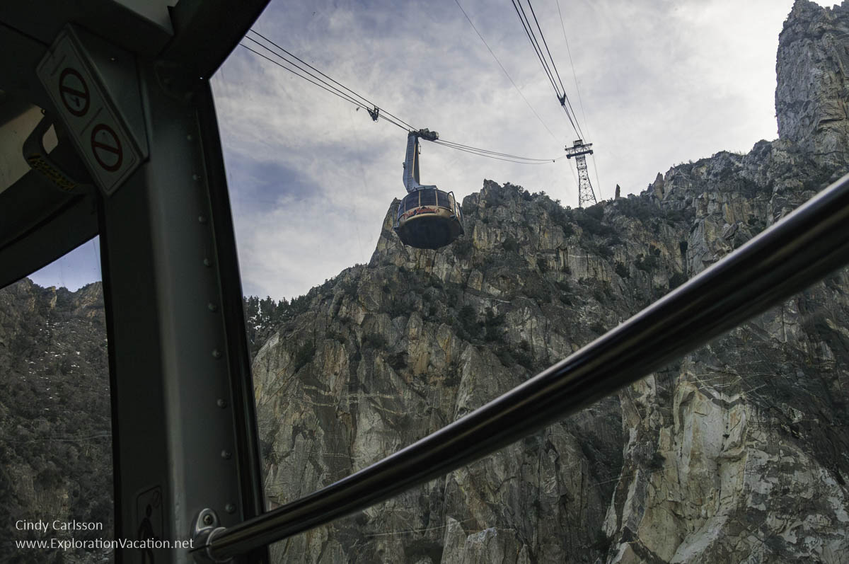 Photo of the Palm Springs Aerial Tramway from inside a tramway car. (Photo &copy; Cindy Carlsson at ExplorationVacation.net)