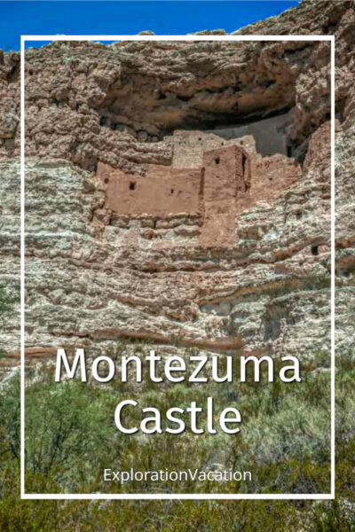 cliff dwelling with text "Montezuma Castle"