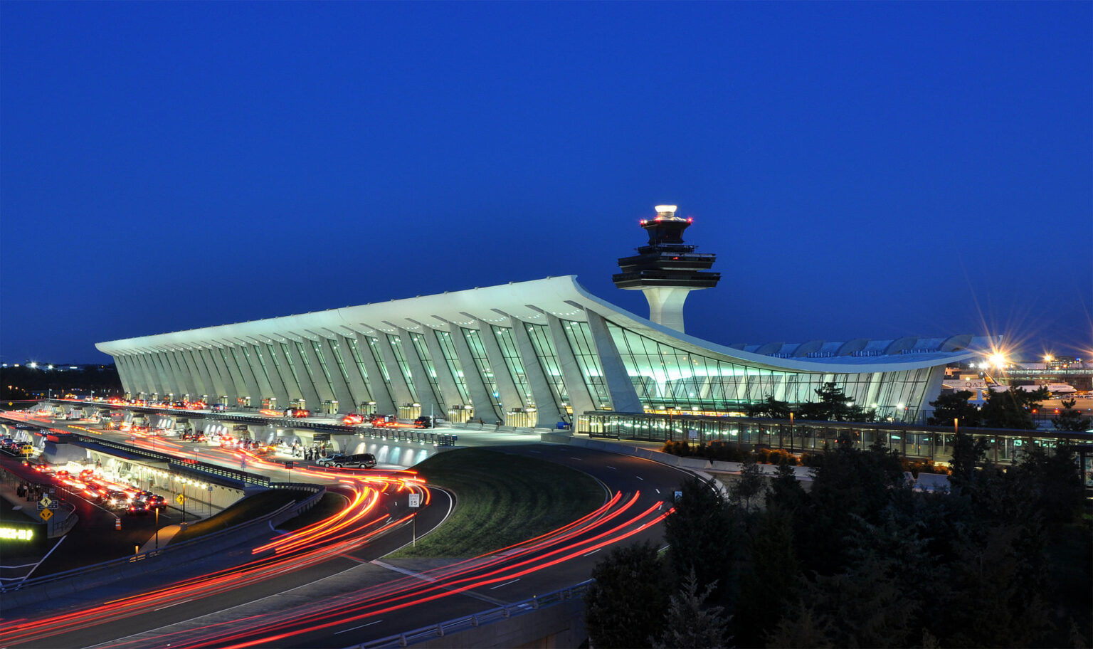 Washington Dulles at night