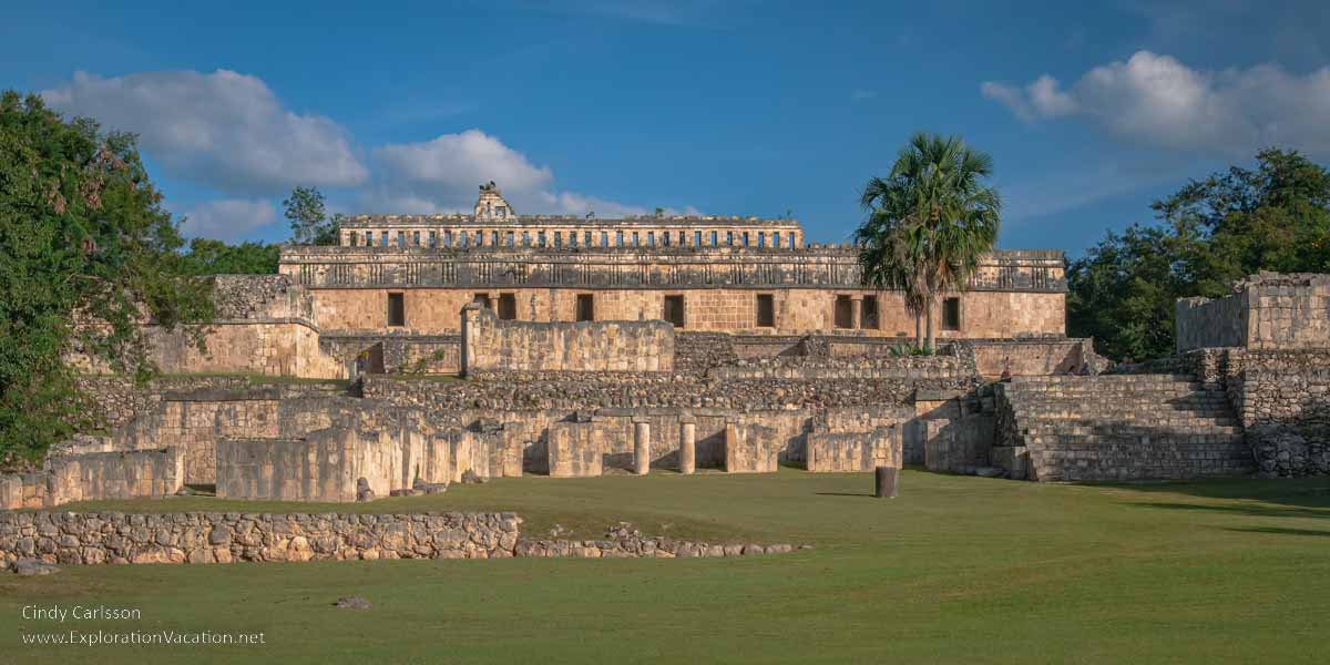 photo of the Palace ruins at Kabah Mexico, part of the Uxmal UNESCO World Heritage site © Cindy Carlsson at ExplorationVacation.net