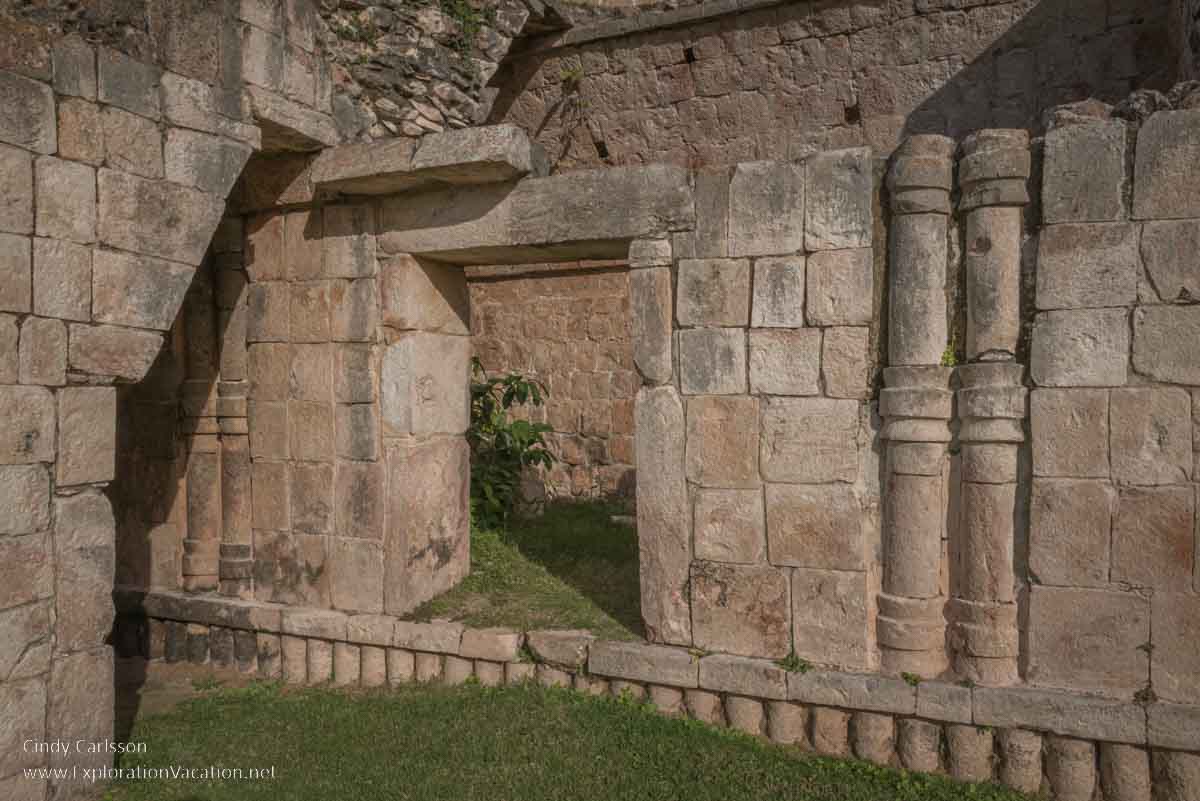 photo of details at the Palace at in Kabah Mexico, part of the Uxmal UNESCO World Heritage site © Cindy Carlsson at ExplorationVacation.net