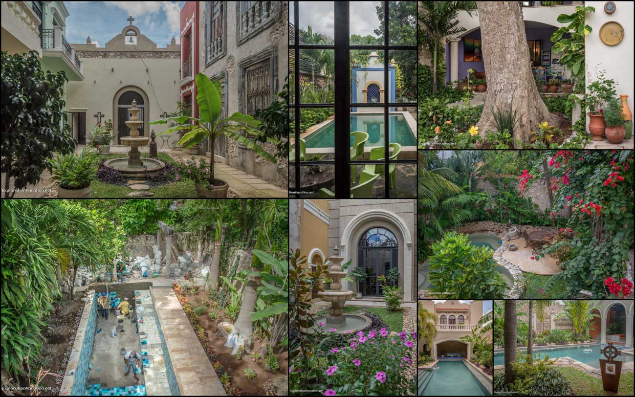 Pools and fountains seen on the Merida English Library House Tour - ExplorationVacation #Mexico #architecture 