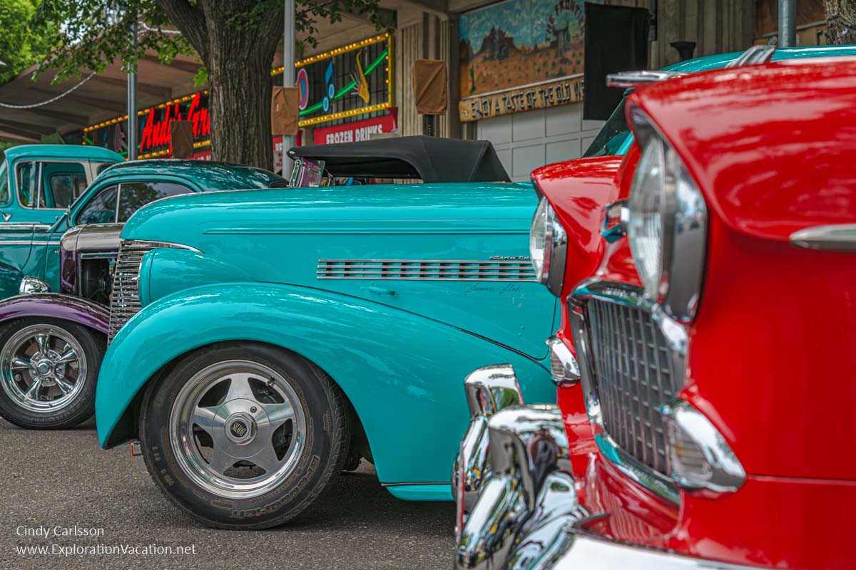 photo of colorful cars at the Back to the 50s weekend in St Paul Minnesota in 2018 &copy; Cindy Carlsson ExplorationVacation.net