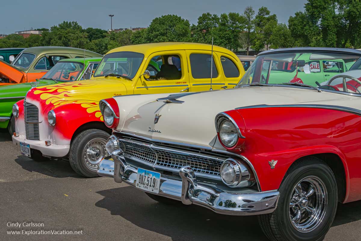 photo of street rods at the Back to the 50s weekend in St Paul Minnesota in 2015 &copy; Cindy Carlsson ExplorationVacation.net