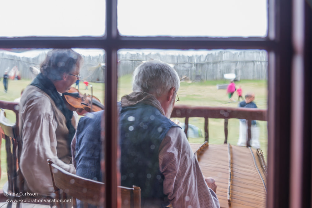 Musicians outside the Great Hall at Grand Portage Monument Minnesota 