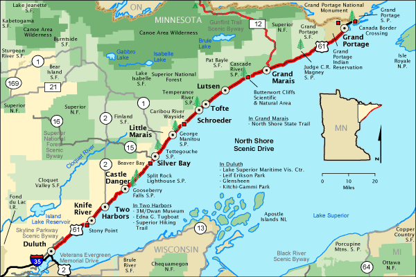 Lake Superior North Shore Tourist map