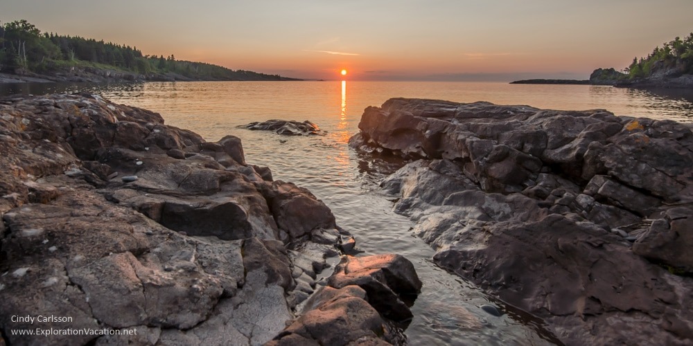 Sunrise at Sugar Loaf Cove along Lake Superior in Minnesota
