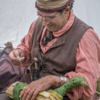 Making duck decoys Voyageurs at Grand Portage Monument Minnesota