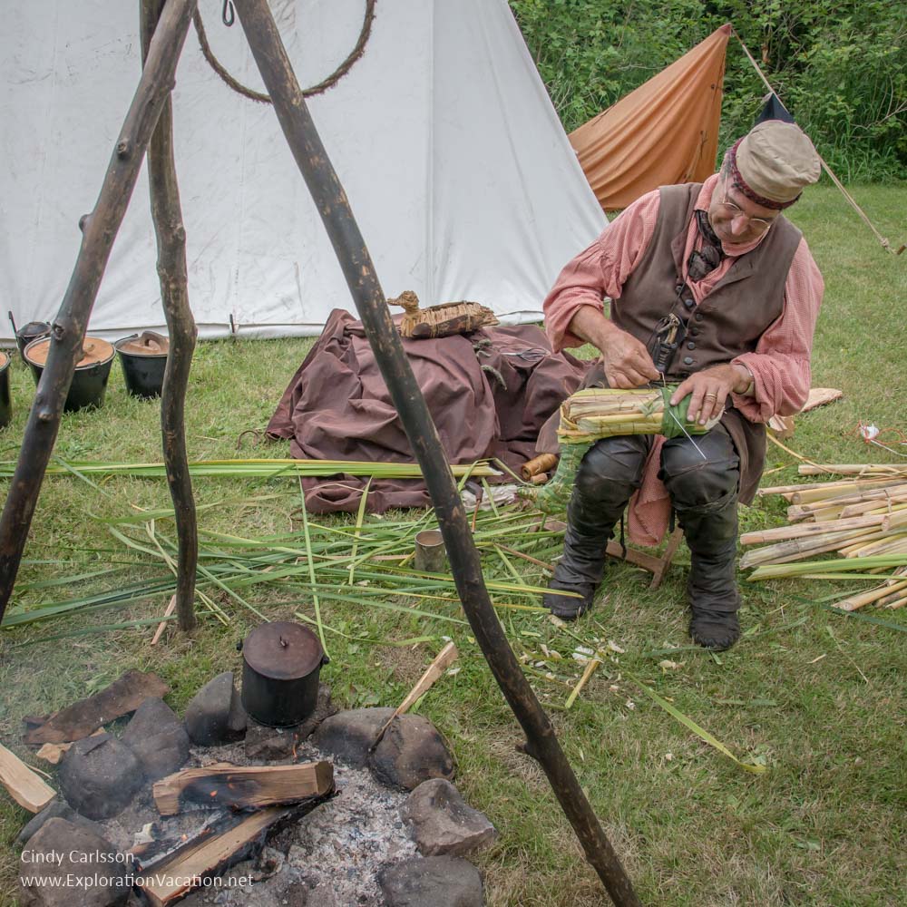 Making duck decoys Voyageurs at Grand Portage Monument Minnesota