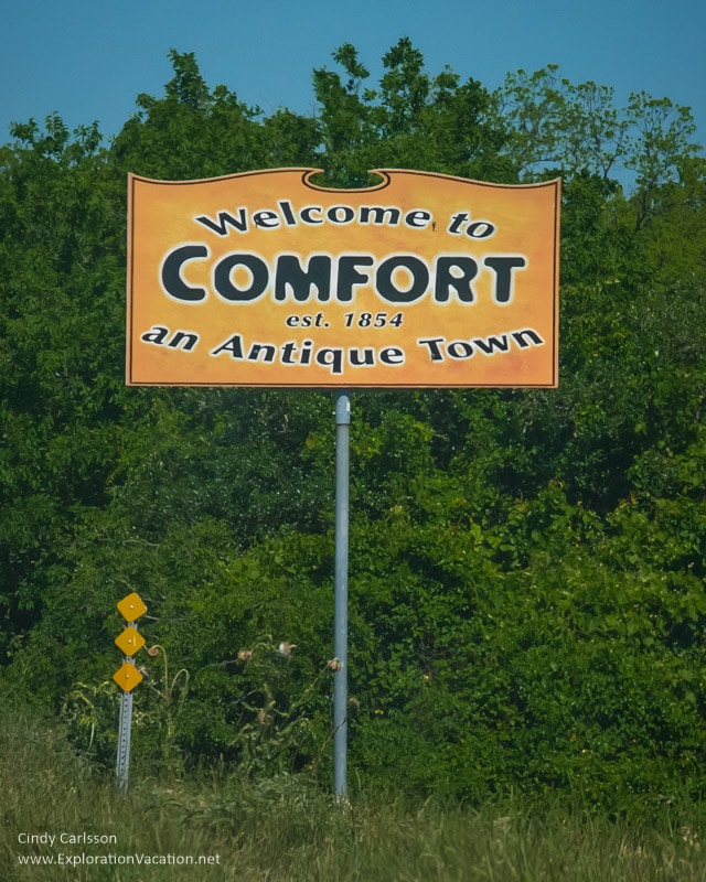 welcome sign Comfort Texas Hill Country - ExplorationVacation.net