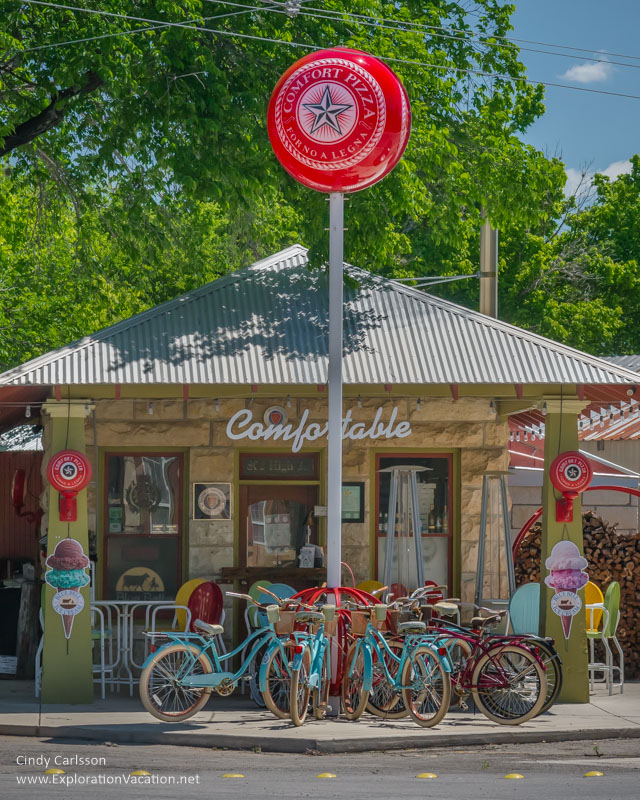 cafe with bikes Comfort Texas Hill Country - ExplorationVacation.net