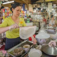 making rolled rice pancakes