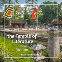 photo of a Vietnamese temple with text "the Temple of Literature Hanoi Vietnam"