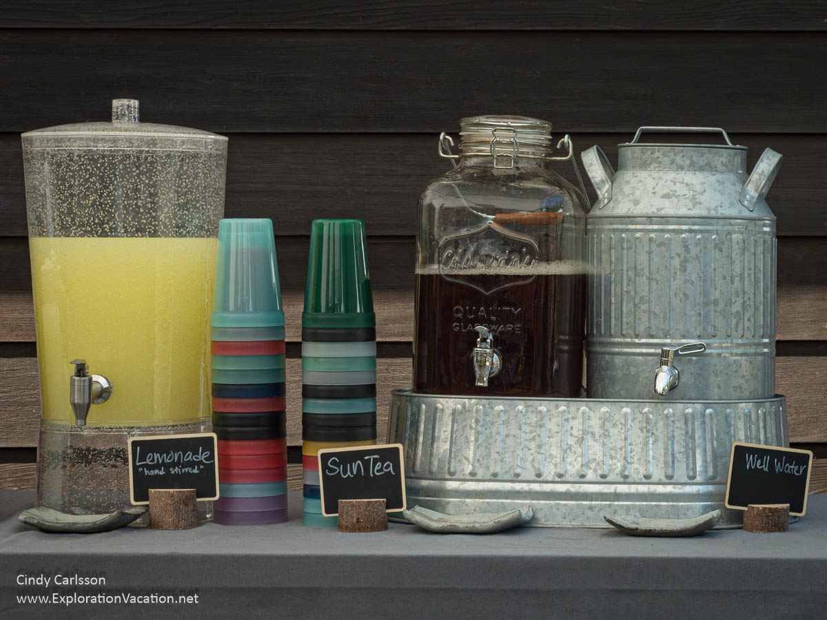 Photo of some of the beverages available for free during the Saint Croix Valley Pottery Tour in Minnesota. (Photo &copy; Cindy Carlsson on ExplorationVacation.net)