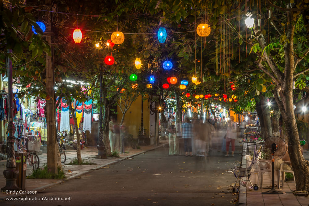 lanterns above the streets in Hoi An Vietnam - ExplorationVacation.net