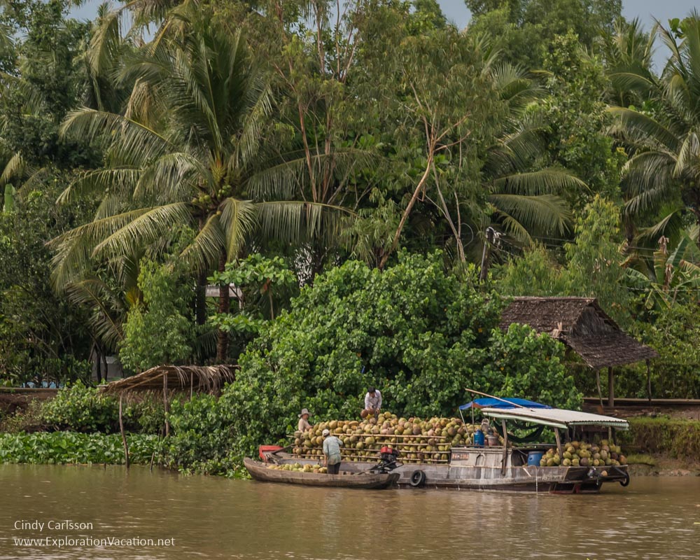 boat being loaded in the Mekong Delta Vietnam