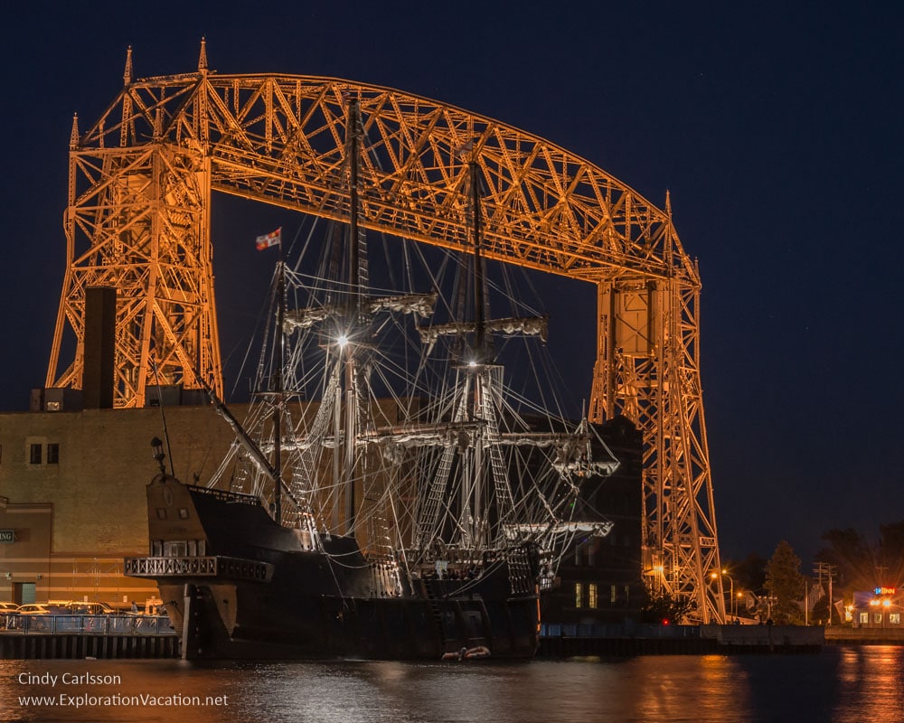 Duluth Tall Ship Festival - El Galeon Andalucia and the Duluth Lift Bridge- www.ExplorationVacation.net