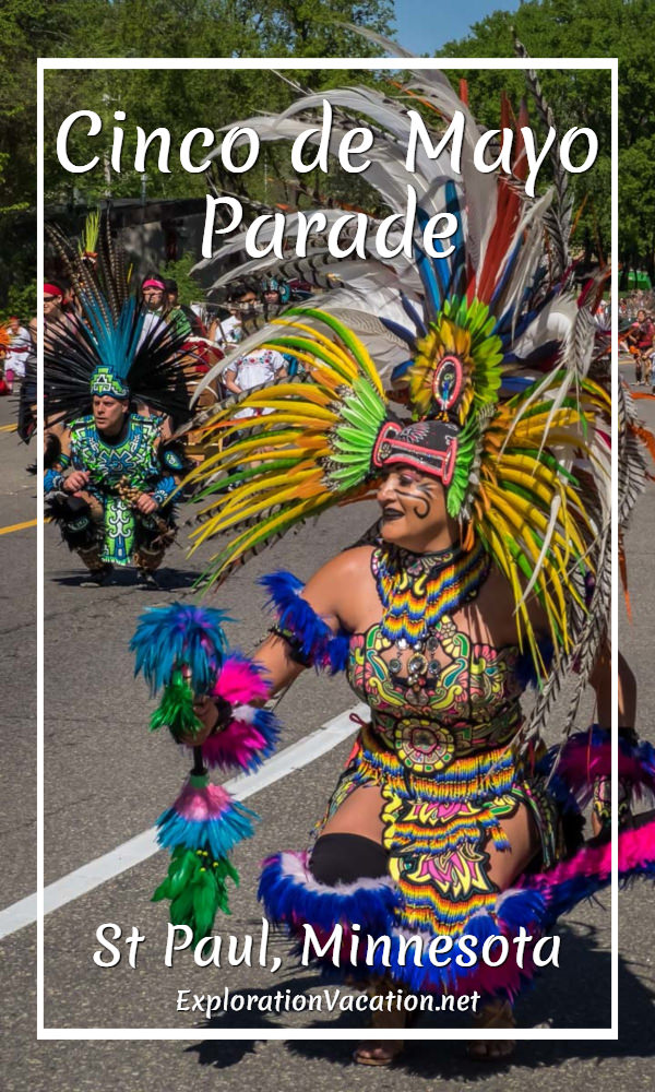 Aztec dancers at the Cinco de Mayo parade in Saint Paul, Minnesota - ExplorationVacation.net