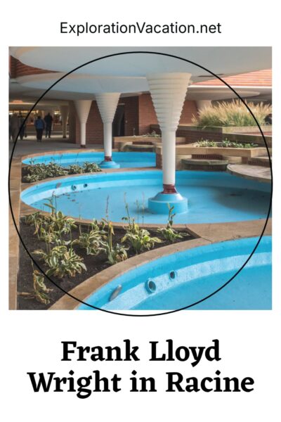 Pools outside the entrance of Wright's Administration Building.