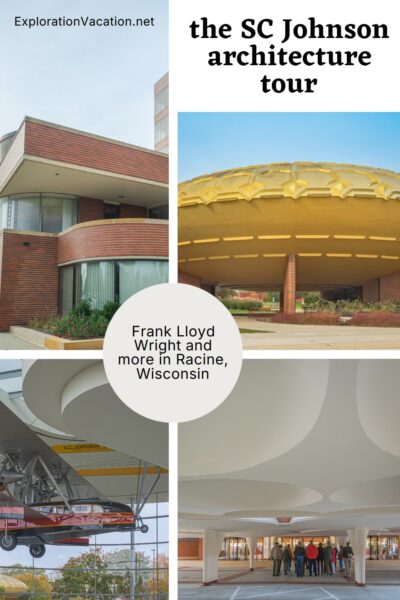 Multiple images of buildings by Wright and others.
