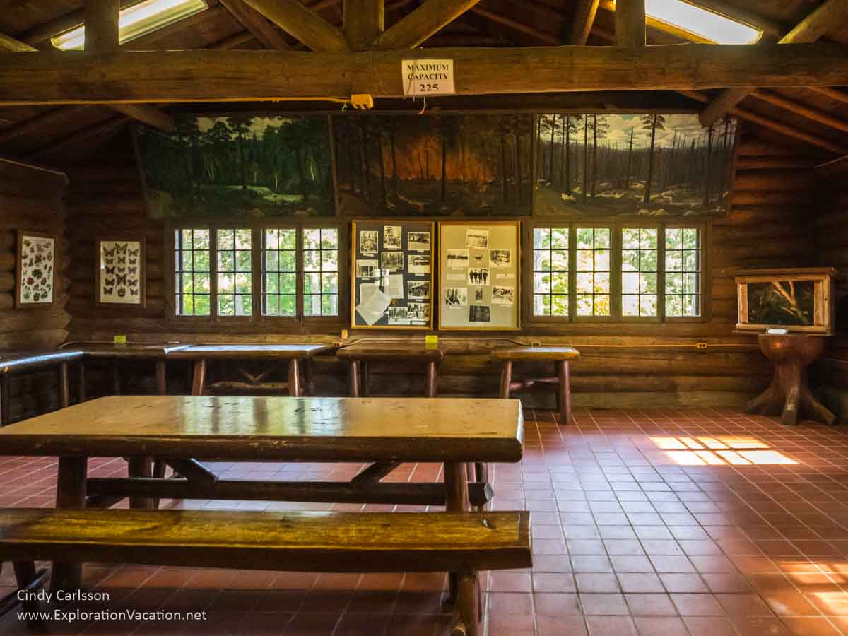 photo of interior of historic picnic shelter in Scenic State Park in northern Minnesota - www.ExplorationVacation.net