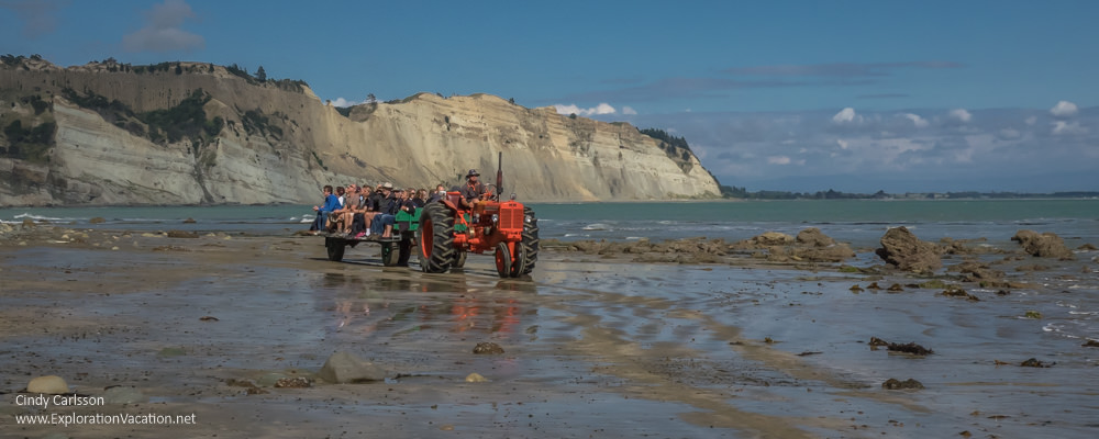 Cape Kidnappers tractor tours Hawkes Bay New Zealand - www.explorationvacation.net