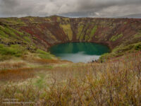 looking down into colorful Kerið (Kerid) crater 