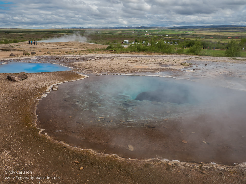 blue pools in the geyser basin
