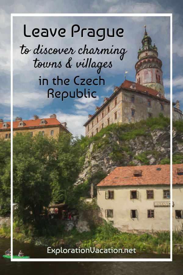 Photo painting of Česk&yacute; Krumlov, looking up toward the castle 