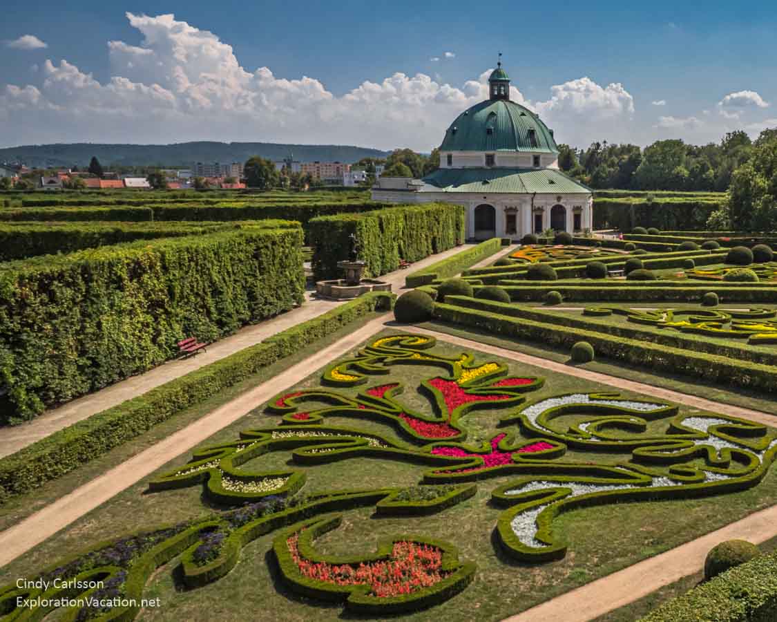 Swirling beds in Kromeriz Flower Garden