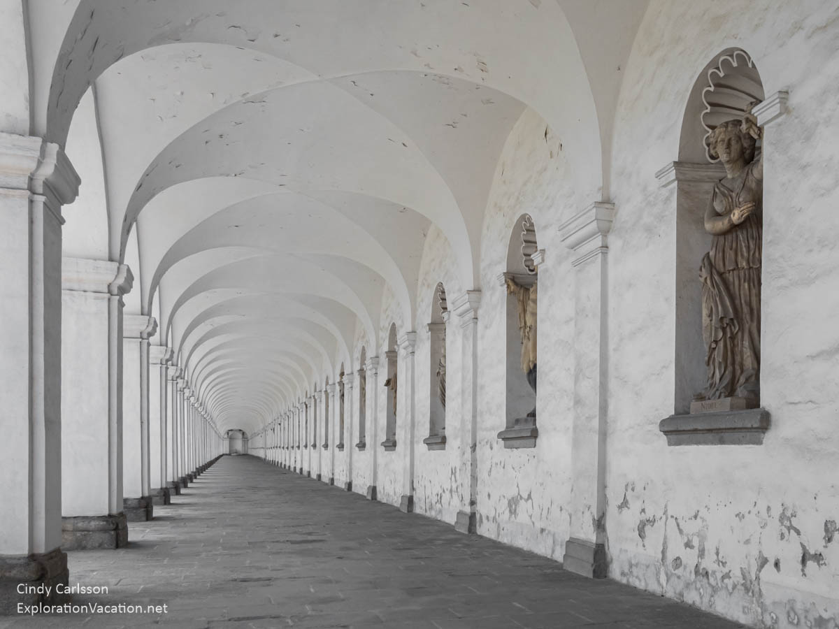 long corridor with arches