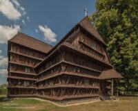 Intricately pieced wooden church 