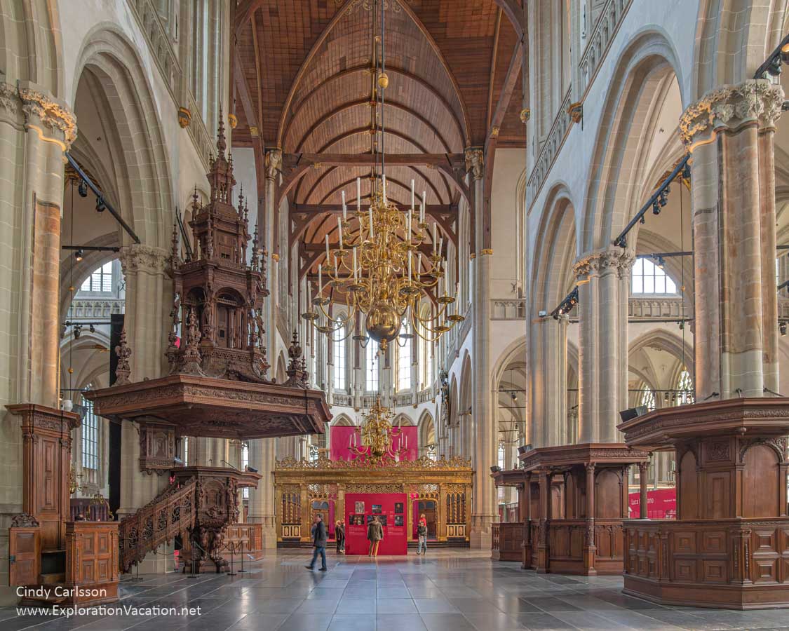 Photo of an art exhibit inside the New Church (Niuwe Kerk) in Amsterdam, Netherlands. (Photo by Cindy Carlsson - ExplorationVacation.net) 