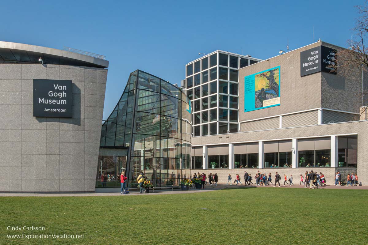 Photo of the exterior of the Van Gogh Museum in Amsterdam Netherlands. (Photo &copy; Cindy Carlsson at ExplorationVacation.net)