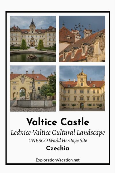 Palaces with text "Valtice Castle"