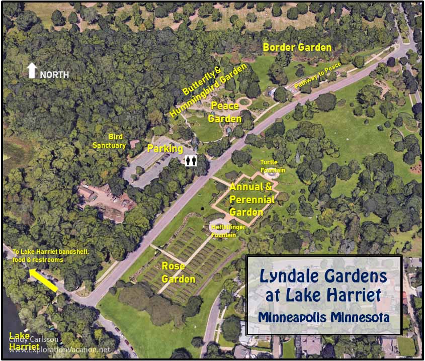 Map showing where the gardens are 