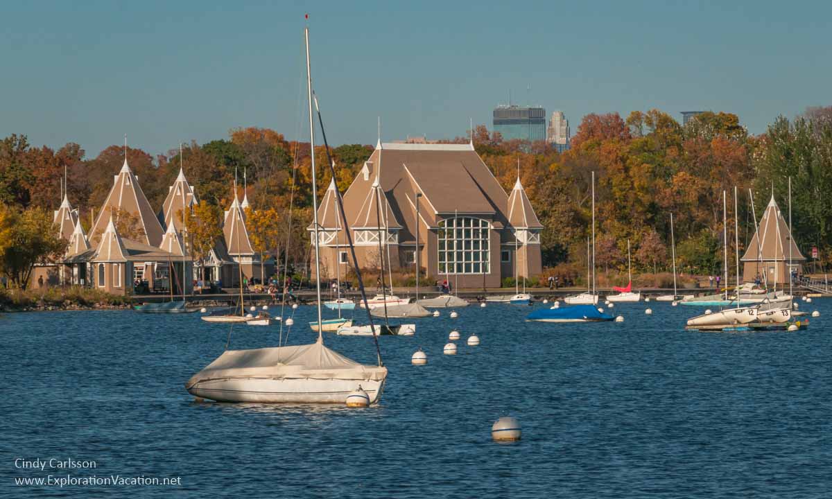 Lake Harriet band shell and pavilion seen from the water