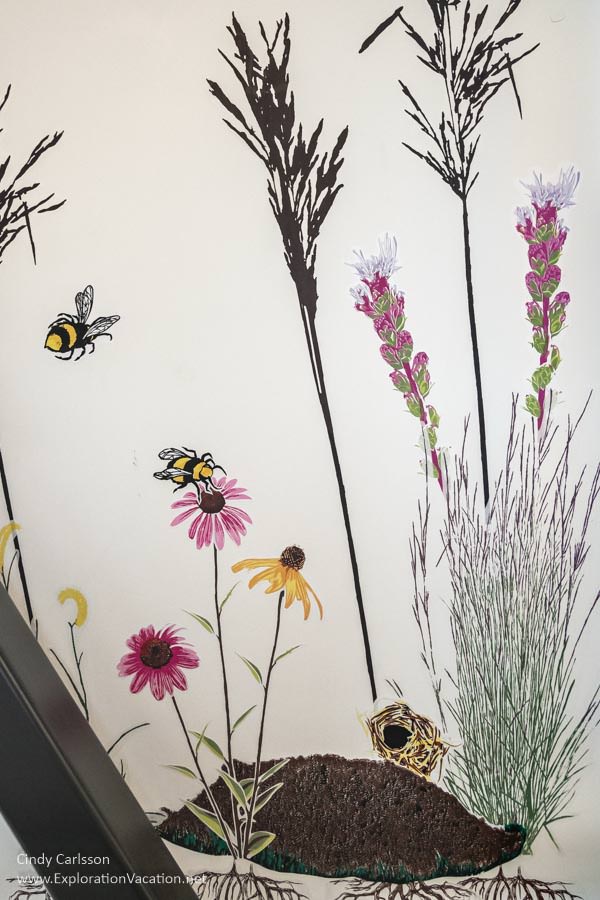 screenprint on wall of prairie plants