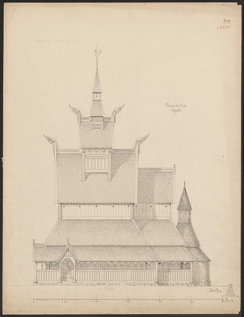 drawing of side of church 