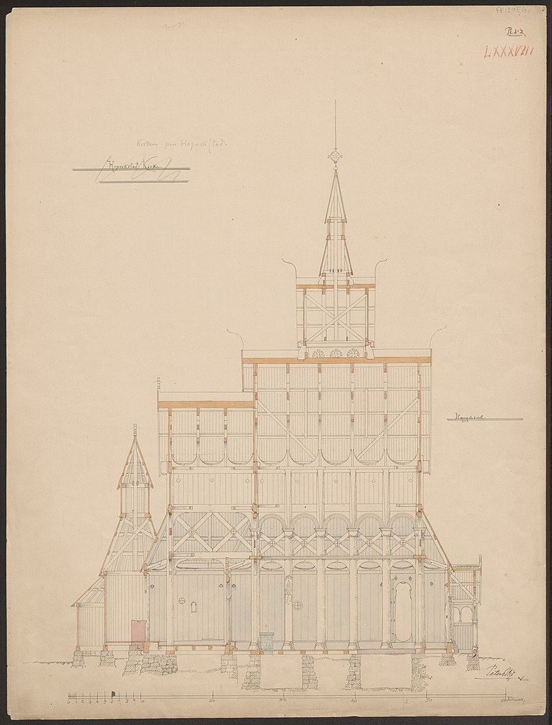 drawing showing construction details for church structure