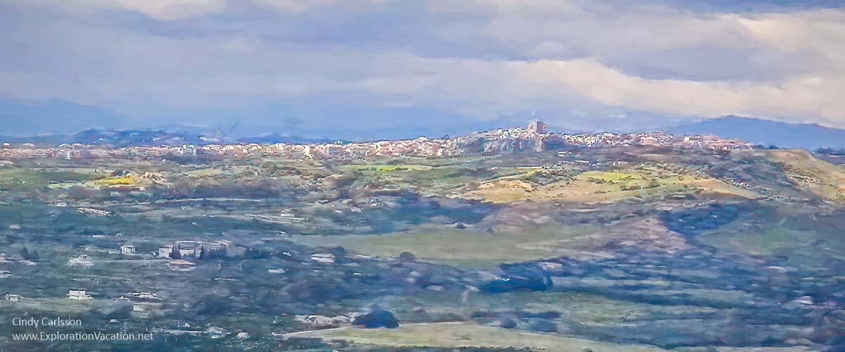 artistic version of Sicily from the air
